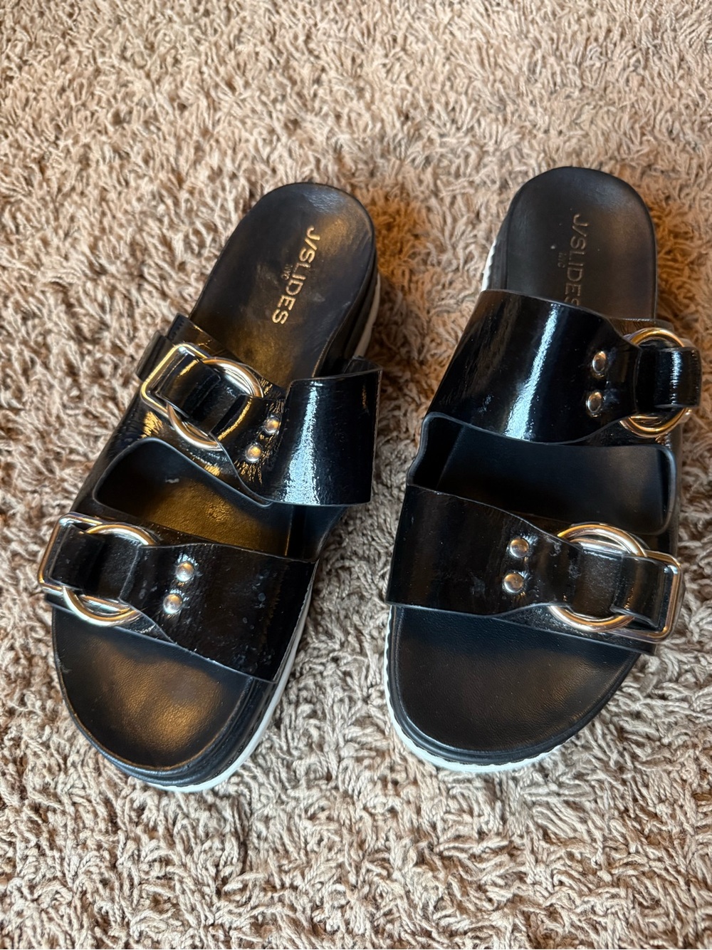 J/Slides White Rubber Sole Slide Sandal